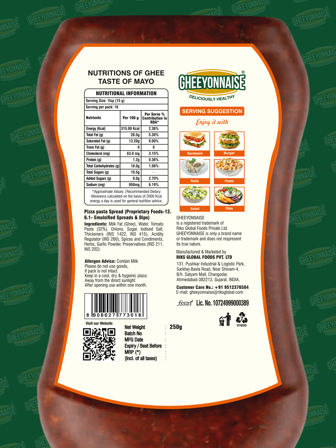 Gheeyonnaise Pizza Pasta Spread